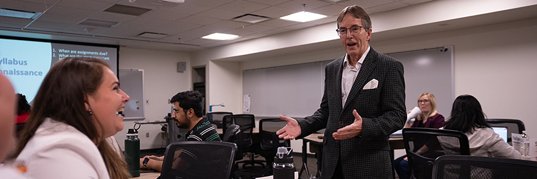 MBA professor teaching a class.